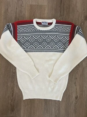 Suéter de esquí Meister VINTAGE talla M Fair Isle mezcla de lana cabina nórdica rojo blanco  Foto 1 de 4