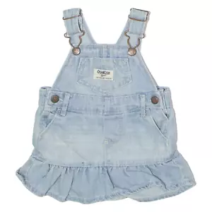 OSH KOSH B'GOSH Girls Dungaree Dress Blue Denim Sleeveless Knee Length ONE SIZE - Picture 1 of 6