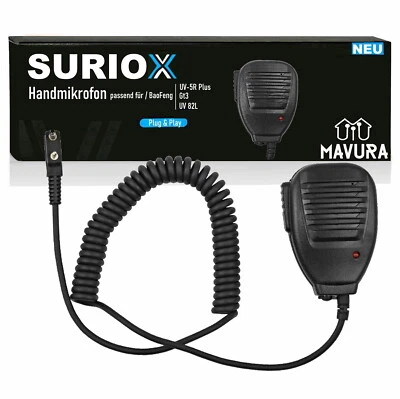 SURIOX Mikrofon Lautsprecher für BAOFENG UV-5R Plus GT-3 UV 82L Hand-funkgerät - Bild 1 von 4