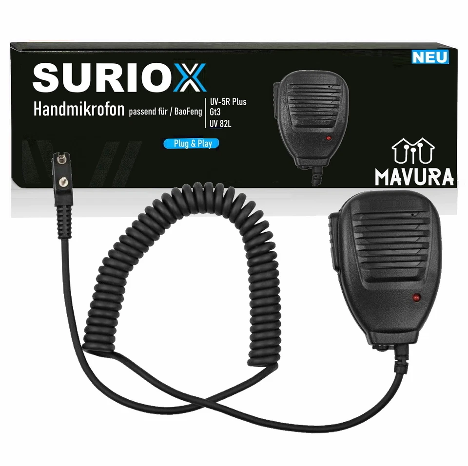 SURIOX Mikrofon Lautsprecher für BAOFENG UV-5R Plus GT-3 UV 82L Hand-funkgerät - Bild 1 von 4