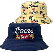 Coors Banquet Beer Brand and All Over Logos Reversible Text Bucket Hat Multi-Co