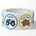 500Pcs/Roll Cartoon Construction Vehicle Transportation Truck Pattern Stickers