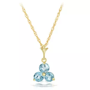 Collar de piedras preciosas de topacio azul natural oro amarillo sólido real 14k todos los tamaños - Imagen 1 de 8