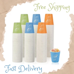 600 Pack 5oz Disposable Paper Cups Colorful Disposable Mouthwash Cups Small - Picture 1 of 8