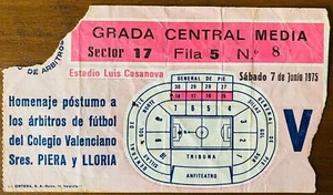 1975 Testimonial - Valencia XI v Foreign XI Match Ticket 07/06/75 - Picture 1 of 2