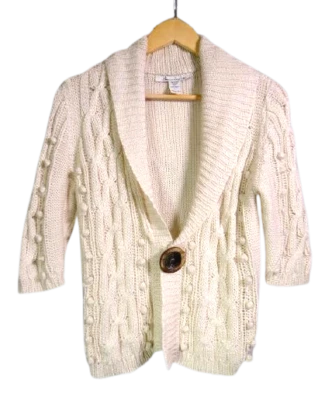 Свитер-кардиган American Rag Cie БОЛЬШОЙ цвет слоновой кости на одной пуговице стежок попкорн - Изображение 1 из 4