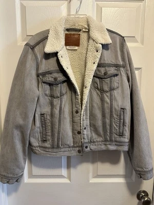 Chaqueta de Camionero Levis Gris Denim Niños XL Forrada Sherpa (se ajusta como mujer 6/8) Foto 1 de 4