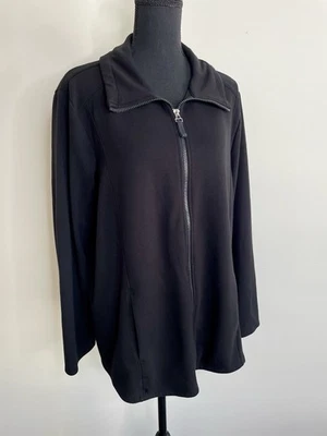 Weekends By Chico's Talla 3 US XL Negro Cremallera Completa Chaqueta Suéter Cuello Alto Bolsillos Foto 1 de 4