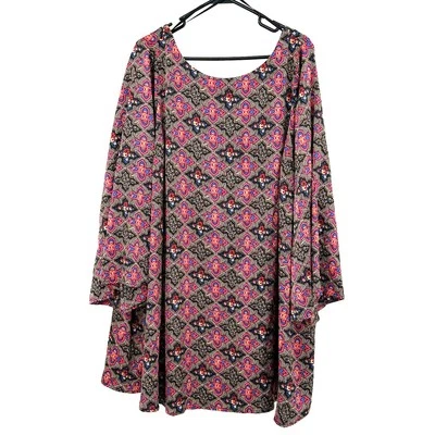 Modcloth size 2X long sleeve sheath shift dress bell sleeves low scoop back - Image 1 of 4