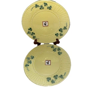 "Juego de 2 platos de almuerzo ensalada Bordallo Pinheiro trébol amarillo Portugal 8,25""" - Imagen 1 de 9