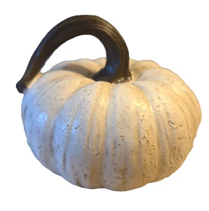Rustic White Pumpkin 5" Fall Decor Thanksgiving Halloween Distressed - Picture 1 of 7