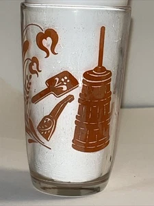 Grandma’s Kraft Swanky Swigs Juice Glass Orange Paint Butter Churn Cradle - Picture 1 of 9