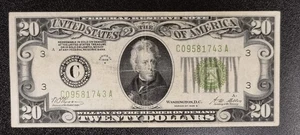 1928 B Twenty Dollar Federal Reserve Note $20 Bill REDEEMABLE IN GOLD #92298 - Picture 1 of 2