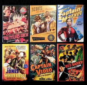 6 Serial DVDs: Tim Tylers Luck, Scouts to The Rescue, Captain Marvel, White Eagl - Picture 1 of 4