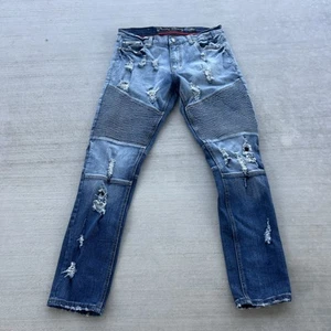 Heritage By America Herren Jeans Größe 36X33 Schwarz Denim Skinny Used Taschen - Bild 1 von 7