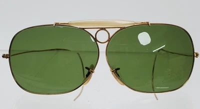 Vintage 70s  Bausch & Lomb Shooter Ray Ban 10K Gold Fill Green Lenses Cable Arms - Image 1 of 4