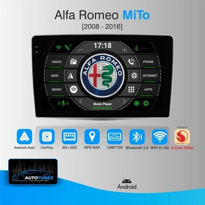 Autoradio x Alfa Romeo MiTo 2008/2016 Display da 9" QLED  3G+32G 8-Core 2.0 Ghz - Immagine 1 di 4