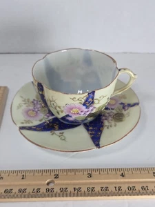 Stunning Vintage Japonica Teacup and Saucer Bone China Translucent Blue Floral - Picture 1 of 7