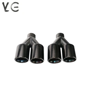 2.5'' ID 3.5'' OD Exhaust Muffler Pipe Tip Universal Stainless Black Slant Tips - Picture 1 of 8