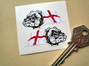 ENGLISH BULLDOG St Georges Cross Wavy FLAG Custom 50mm Handed Stickers Hot Rod - Picture 1 of 1