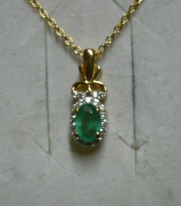 Emerald & White Zircon Necklace 20" 24 gemstones .55tcw MSRP$621 - Picture 1 of 5