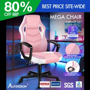 ALFORDSON Gaming Chair Racing Office Executive Computer Seat Work Pink - Picture 1 of 10