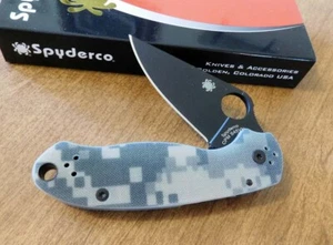 SPYDERCO New Camo G-10 Handle Para Military 3 Black Pln S45VN Blade Knife/Knives - Picture 1 of 2
