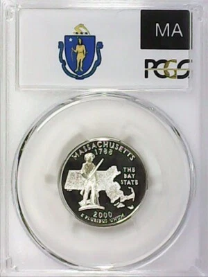 2000-S 25C State Quarter Massachusetts PCGS PR69 DCAM 90% Silver 22ltat0823 - Image 1 of 4