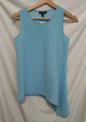 ALFANI Asymmetric Knit Top PP Petite Petite Blue Sleeveless - Image 1 of 4
