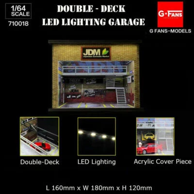 G-Fans 1/64 Diorama Double-Desk LED Lighting Garage Model Car Collection - JDM - Image 1 of 4