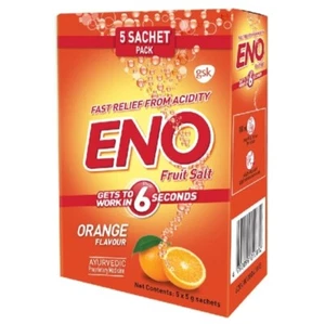 Eno Fruit Salt Orange Flavour 5 Sachet Pack | Antacid Fast relief From Acidity & - Picture 1 of 2