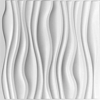 12pcs 3D Wall Panels PVC 50cm Decorative Ceiling Tiles Wallpaper White Waves - Image 1 of 4