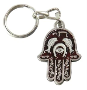 Hamsa chanceuse 'HAI Israël rouge porte-clés avec prière du voyageur Judaïca - Imagen 1 de 6
