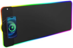 HCMAN Charging RGB Gaming Mauspad - Kabelloses 15W Mousepad LED 30x80 cm Schwarz - Bild 1 von 6