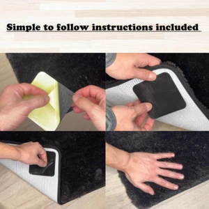 non slip rug grip pads anti-slip anti-curling keep rug in place flat corners - Picture 1 of 4