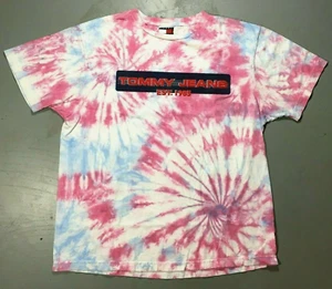 Tommy Jeans Hilfiger Camiseta Estampado Puff Deletreada Talla S/M Tie Dye De Colección Y2K - Imagen 1 de 6