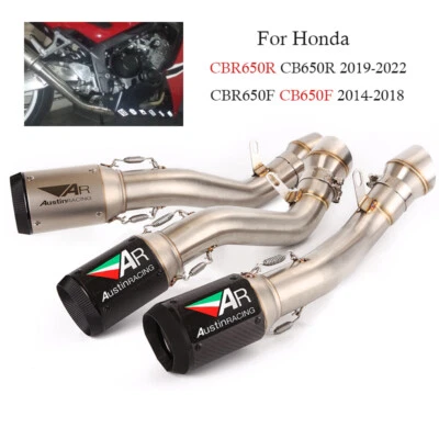 For Honda CBR650F CB650F 2014-2018 Exhaust Tips Carbon Muffler Mid Pipe System - Image 1 of 4