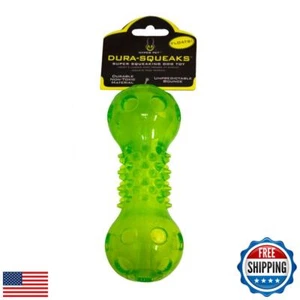 Hyper Pet Dura-Squeaks Barbell Interactive Fetch Dog Toy with Squeaker Made w - Picture 1 of 4