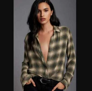 Camicia donna più 2X Anthropologie x tessuto e pietra plaid morbido buttondown - Foto 1 di 11