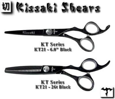 Kissaki KT Series 6.0" Hair Scissors & 26t Thinning Shears Black Titanium Combo - Image 1 of 2
