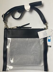 Time and Tru Adjustable Shoulder Strap Slim Handbag Clear Stadium Friendly Black