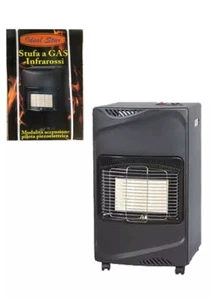 Stufa a gas infrarossi 4,1Kw per bombole 15kg Nera 3 bruciatori Ruote Ideal Star - Foto 1 di 3