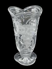 Block Hand Crafted 24% Full Lead Crystal Tuscan Frosted Grapes Savannah 10" Vase