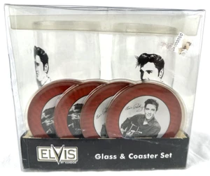Vintage Elvis Presley Drinking Glasses & Coaster Set 2004 by Vandor, Free Ship - Picture 1 of 17