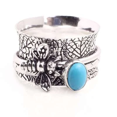 Placcato Argento Spinner Anello Handmade Gioielli Regalo Per Donna Misura Ci 10 - Immagine 1 di 3