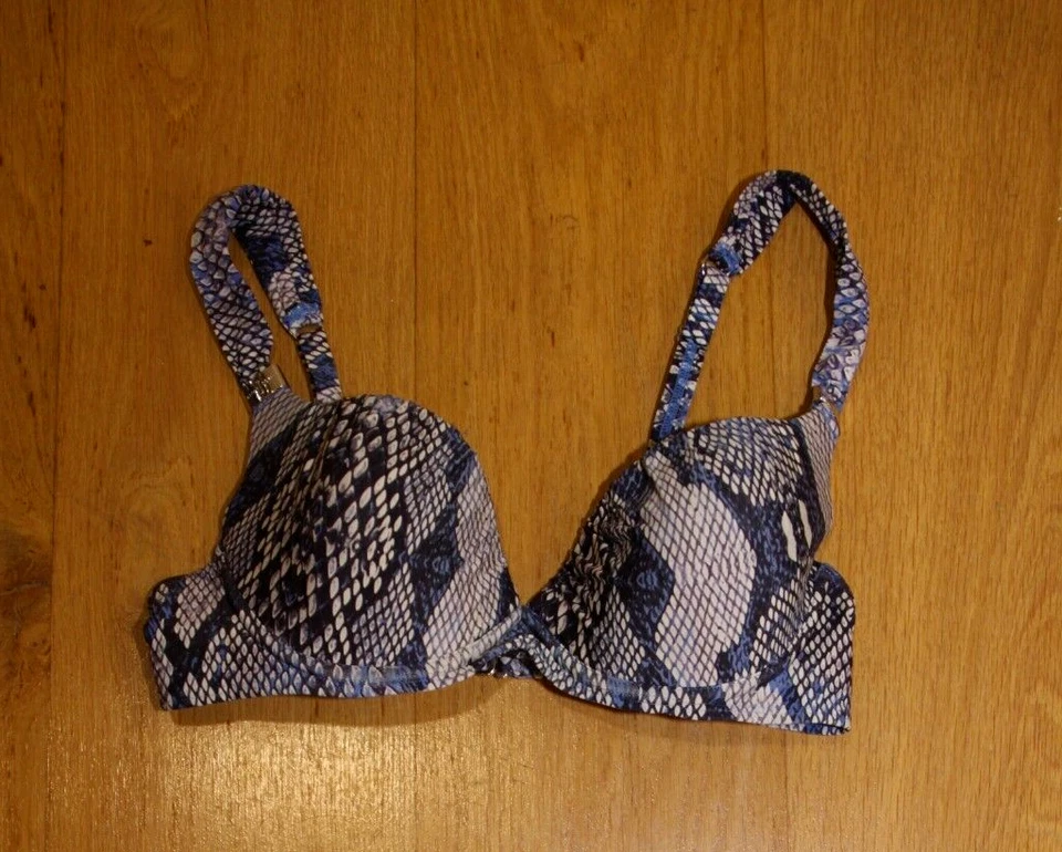 BIKINI OBERTEIL  GRÖSSE 38 C BLAU GRAU  MIT BÜGEL SCHAUMSTOFF - Bild 1 von 2