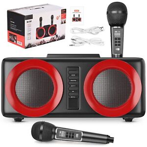 Karaoke Maschine GJCrafts Anlage Soundbox Mikrofon Bluetooth schwarz rot