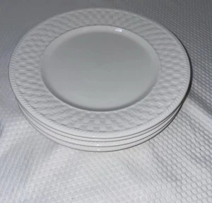 Majestic By Oneida Basket Weave White Salad Dessert Snack Plates 7.5". Set of 4. - Picture 1 of 5