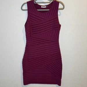 Calvin Klein CK Burgundy Winterberry Layered Bodycon Stretch Sheath Dress Sz 10 - Picture 1 of 7