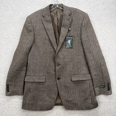 Blazer Lauren Ralph Lauren Masculino 42 Longo Cinza Espinha de Arenque Jaqueta Ultra Flexível NOVO - Imagem 1 de 4